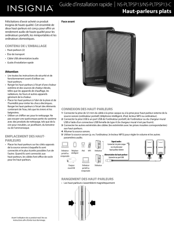 Insignia NS-PLTPSP13 USB-Powered Portable Speakers (Pair) Guide d'installation rapide | Fixfr
