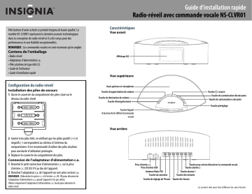 Insignia NS-CLVR01 Clock Radio Guide d'installation rapide | Fixfr