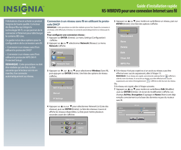 Insignia NS-WBRDVD Internet Connectable / Wi-Fi Built-in Blu-ray Disc Player Guide d'installation rapide | Fixfr