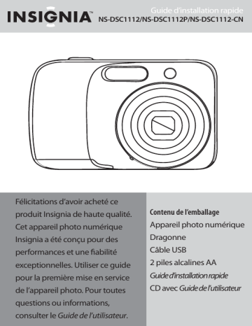Insignia NS-DSC1112 12.0-Megapixel Digital Camera Guide d'installation rapide | Fixfr