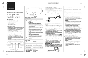 Insignia NS-SONIC20 Sonic Portable Bluetooth Speaker Guide d'installation rapide | Fixfr