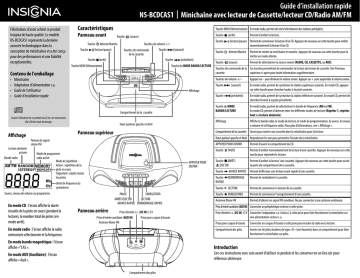 Insignia NS-BCDCAS1 CD/Cassette Boombox Guide d'installation rapide | Fixfr