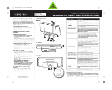 Insignia NS-CLIP02 Docking Clock Radio for Apple® iPod® and iPhone® Guide d'installation rapide | Fixfr