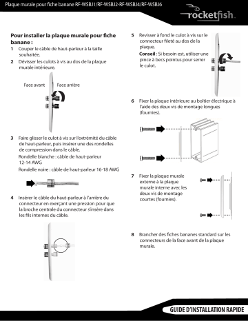 RocketFish RF-WSBJ1 Speaker Cable Wall Plate Guide d'installation rapide | Fixfr