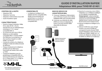 RocketFish RF-G1401 MHL-to-HDMI Adapter Guide d'installation rapide | Fixfr