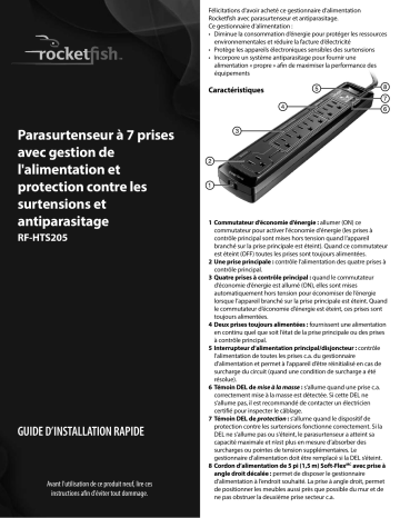 RocketFish RF-HTS205 7-Outlet Surge Protector Guide d'installation rapide | Fixfr