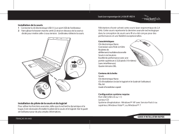 RocketFish RF-MSE14 Wireless Laser Mouse Guide d'installation rapide | Fixfr