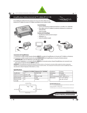 RocketFish RF-G1178 Bidirectional Mini Drop Cable Amplifier Guide d'installation rapide | Fixfr