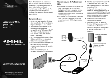 RocketFish RF-G1171 MHL Phone to HDTV Adapter Guide d'installation rapide | Fixfr