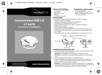 RocketFish RF-NBSKHBP 4-Port USB 2.0 Hub Guide d'installation rapide | Fixfr