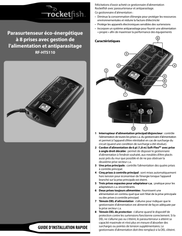 RocketFish RF-HTS110 8-Outlet Power Manager  Guide d'installation rapide | Fixfr