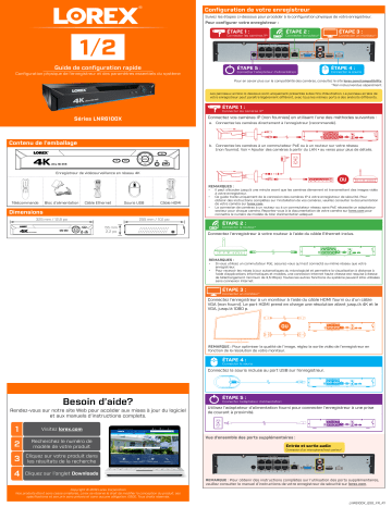Lorex 4KHDIP86AD 4K Ultra HD IP Camera System Guide d'installation rapide | Fixfr