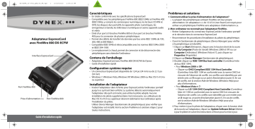 Dynex DX-ECFW FireWire 800 ExpressCard Adapter Guide d'installation rapide | Fixfr