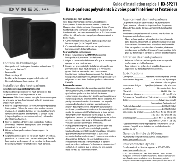Dynex DX-SP211 2-Way Indoor/Outdoor Multipurpose Speakers (Pair) Guide d'installation rapide | Fixfr