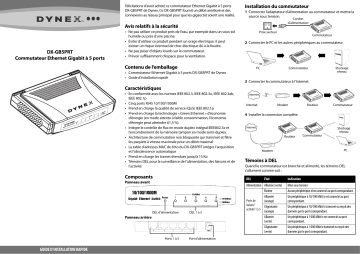 Dynex DX-GB5PRT 5-Port 10/100/1000 Gigabit Ethernet Switch Guide d'installation rapide | Fixfr
