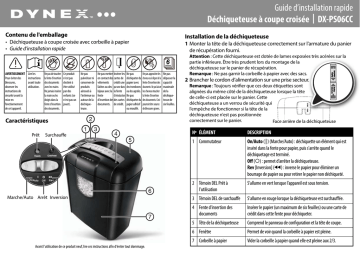 Dynex DX-PS06CC 6-Sheet Crosscut Shredder Guide d'installation rapide | Fixfr