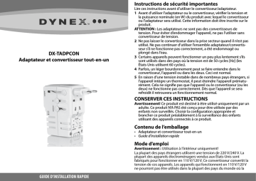 Dynex DX-TADPCON Adapter and Converter Unit Guide d'installation rapide | Fixfr
