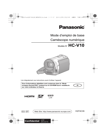 HCV10EF | Panasonic HCV10EG Guide de démarrage rapide | Fixfr