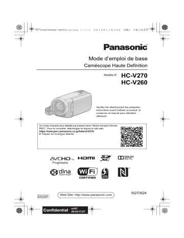 HCV270EF | Panasonic HCV270EG Guide de démarrage rapide | Fixfr