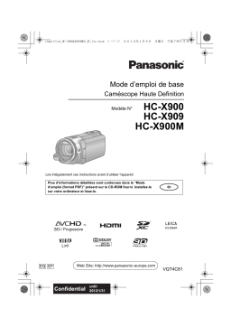 Panasonic HCX900EF Guide de démarrage rapide