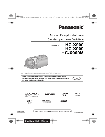 HCX909EF | HCX900MEF | Panasonic HCX900EF Guide de démarrage rapide | Fixfr