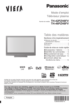 Panasonic TH46PZH8FV Guide de démarrage rapide