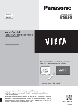 Panasonic TX49CXX759 Guide de démarrage rapide
