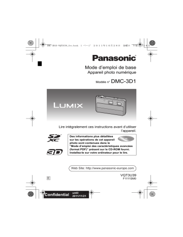 Panasonic DMC3D1E Guide de démarrage rapide | Fixfr