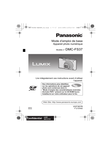 Panasonic DMCFS37EG Guide de démarrage rapide | Fixfr