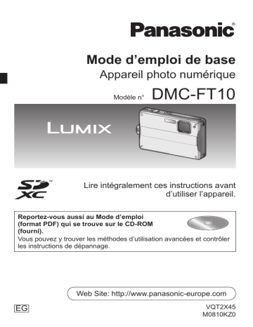 Panasonic DMCFT10EG Guide de démarrage rapide | Fixfr