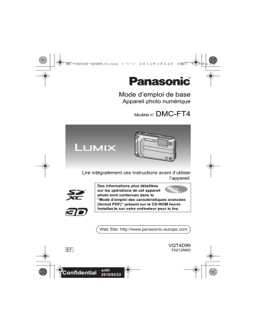 Panasonic DMCFT4EF Guide de démarrage rapide | Fixfr