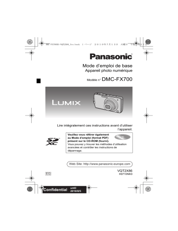 Panasonic DMCFX700EG Guide de démarrage rapide | Fixfr