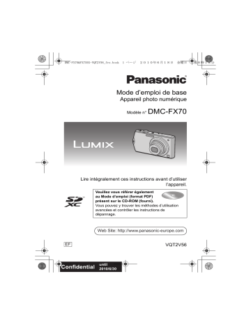 Panasonic DMCFX70EF Guide de démarrage rapide | Fixfr