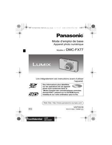 Panasonic DMCFX77EG Guide de démarrage rapide | Fixfr