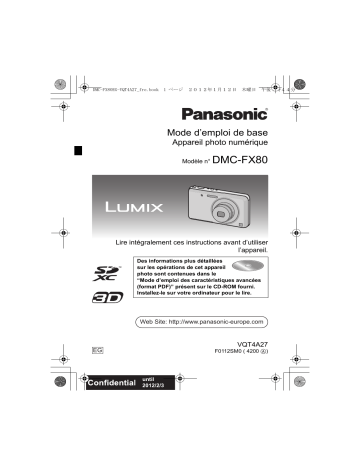 Panasonic DMCFX80EG Guide de démarrage rapide | Fixfr