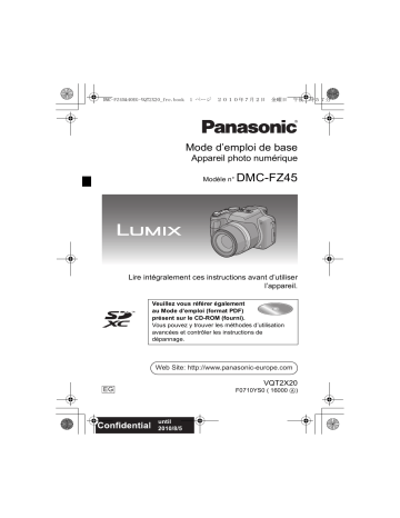 Panasonic DMCFZ45EG Guide de démarrage rapide | Fixfr