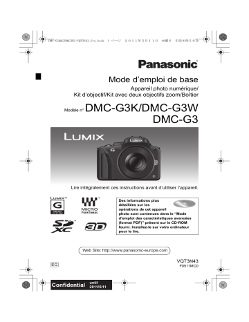 Panasonic DMCG3 Guide de démarrage rapide | Fixfr