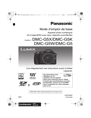 Panasonic DMCG5EG Guide de démarrage rapide | Fixfr