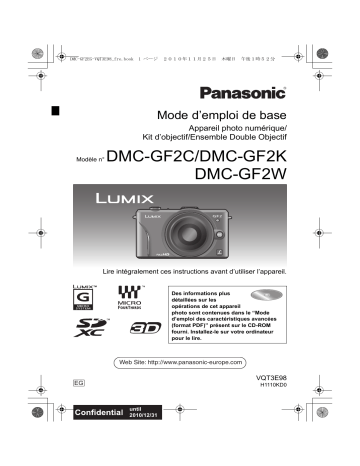 Panasonic DMCGF2WEG Guide de démarrage rapide | Fixfr