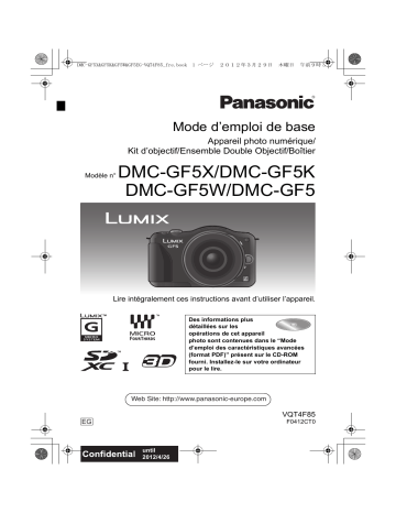 Panasonic DMCGF5EG Guide de démarrage rapide | Fixfr