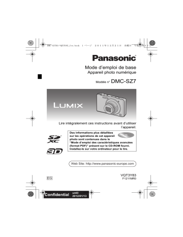 Panasonic DMCSZ7EG Guide de démarrage rapide | Fixfr