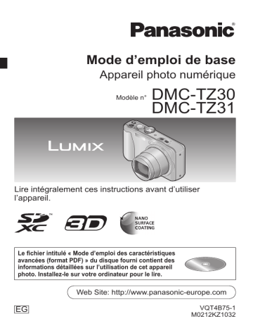 Panasonic DMCTZ31EG Guide de démarrage rapide | Fixfr