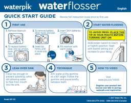 Waterpik WF-03CD010 Cordless Freedom Water Flosser Guide de démarrage rapide