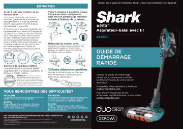 Shark ZS360C APEX® Stick Vacuum with DuoClean® & Self-Cleaning Brushroll Guide de démarrage rapide | Fixfr