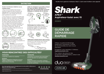 Shark ZS361C APEX® Stick Vacuum with DuoClean® & Self-Cleaning Brushroll Guide de démarrage rapide | Fixfr
