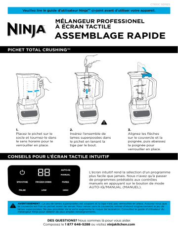 Ninja CT610C Professional Touchscreen Blender Guide de démarrage rapide | Fixfr