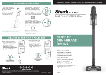 Shark IZ140C Rocket® Pro Cordless Stick Vacuum with Self-Cleaning Brushroll Guide de démarrage rapide | Fixfr
