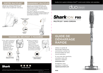 Shark IF281C ION™ F80 MultiFLEX® Cordless Stick Vacuum (IF280 Series) Guide de démarrage rapide | Fixfr