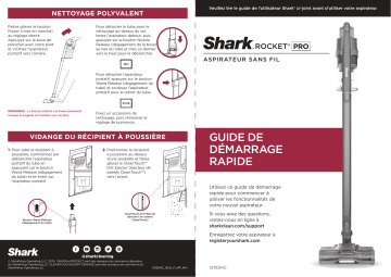 Shark IZ162HC Rocket® Pet Pro Cordless Stick Vacuum with Self-Cleaning Brushroll Guide de démarrage rapide | Fixfr