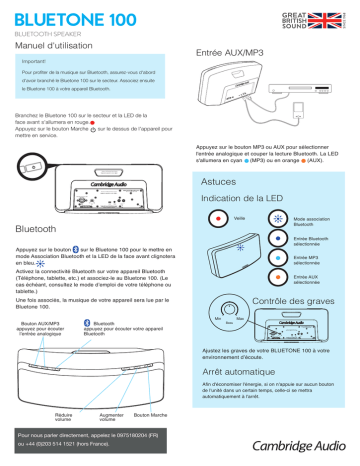 Cambridge Audio Bluetone 100 Guide de démarrage rapide | Fixfr